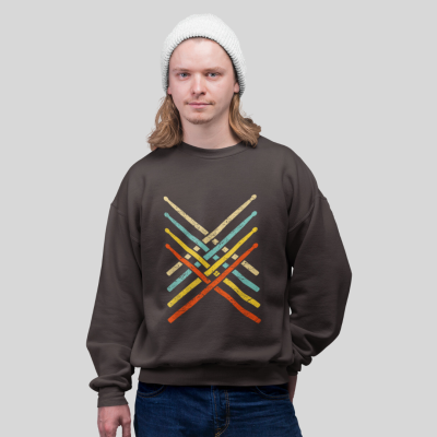 Retro Drumsticks Crossed Pattern Sweatshirt