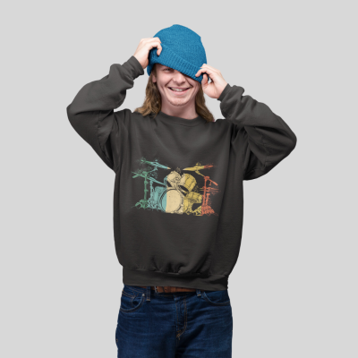 Retro Gradient Drum Set Graphic Sweatshirt