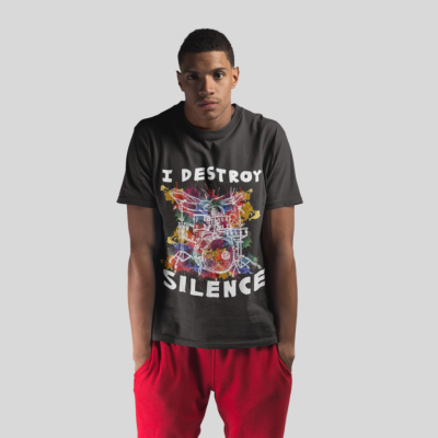 I Destroy Silence Colorful Drum Set T-Shirt